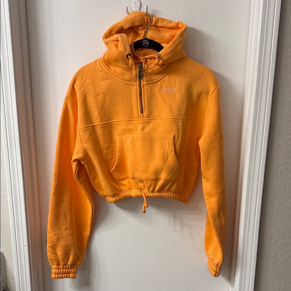 SNIPES Orange Cropped Hoodie with Drawstring